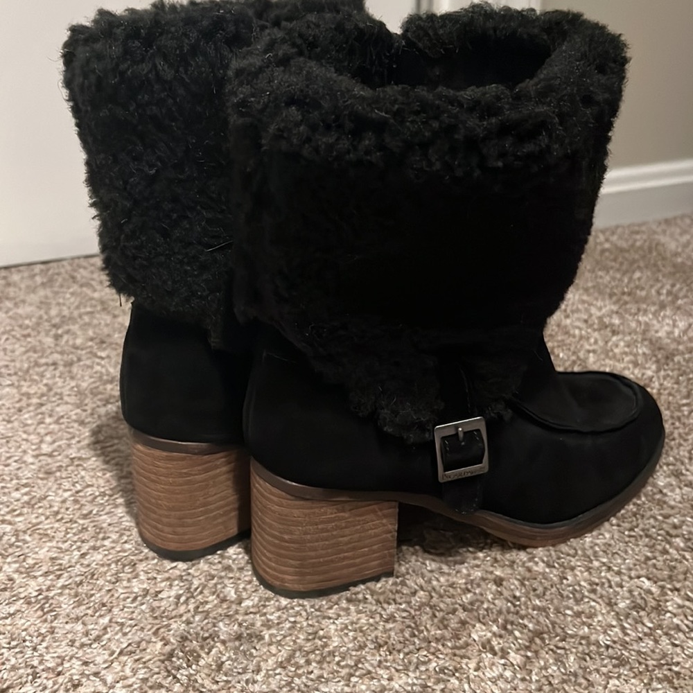 BearPaw Black Suede & Shearling Mid-Calf Boots